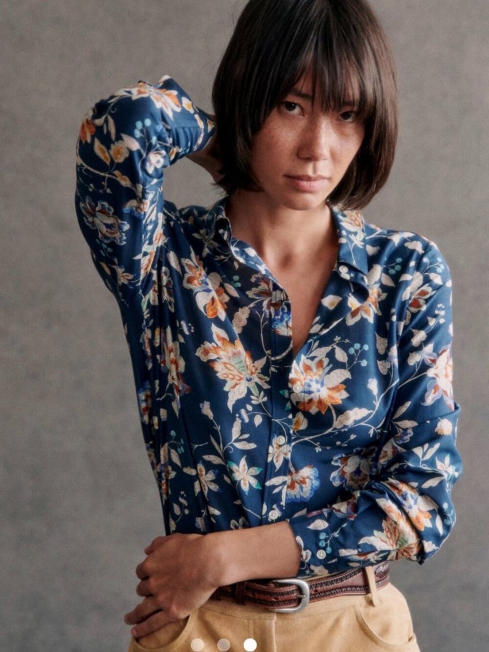 Sezanne Pierro Cotton & Silk Shirt Navy Bloom Size 2